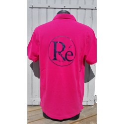 Polo homme fushia logo bleu