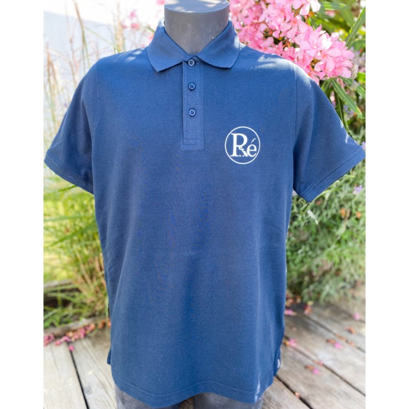 Polo bleu marine homme avec logo blanc