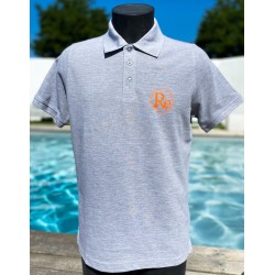 Polo gris homme logo orange...