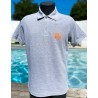 Polo gris homme logo orange fluo