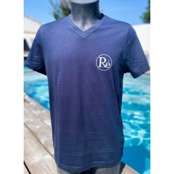 Tee-shirt col V homme bleu...